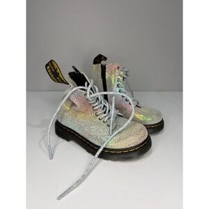 Dr Martens Toddler 1460 PASCAL T Iridescent Rainbow Lace Up Boots Size 7 EUC